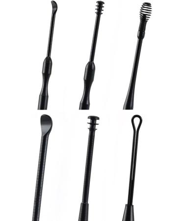 5 in 1 Ear Pick Earwax Removal Kit with Storage Box and Cleaning Brush - Black - Buy Online on GoSupps.com