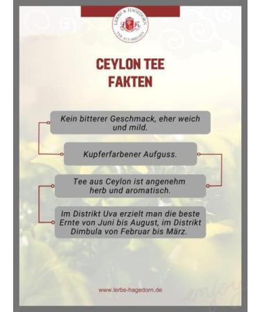 Lerbs Hagedorn Lerbs & Hagedorn Black tea Ceylon OP Pettiagalla Spicy slightly malty 1kg approx 81 liters Orange Pekoe - Buy Online on GoSupps.com