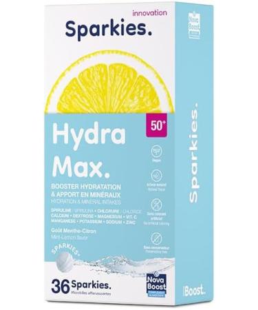 NovaBoost - Sparkies Hydra Max - Hydration Solution - Drink Preparation - Dextrose Calcium Vitamin C - x36 Effervescent Microbeads - Mint/Lemon Flavor - Buy Online on GoSupps.com