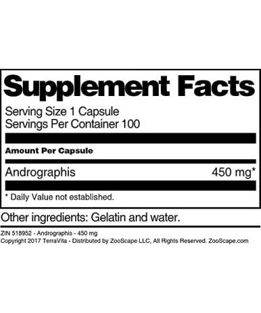 Andrographis - 450 mg (100 Capsules ZIN: 518952) - Buy Online on GoSupps.com
