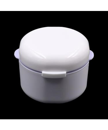 POFET Denture Soaking Bath with Strainer Basket | Travel-Friendly Denture Cleaning Cup for Artificial Teeth (White) - Buy Online on GoSupps.com