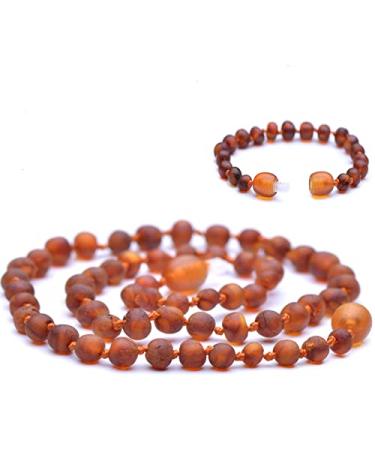 RAW Baltic Amber Necklace and Amber Bracelet - Natural Amber from Baltic Region  Genuine Amber (13in. and 5.5in.)