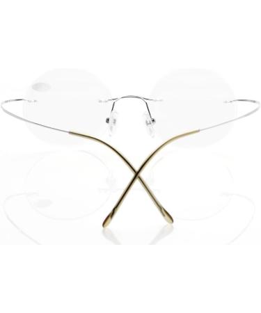 Eyekepper Titanium Rimless Round Reading Glasses +2.50 | Stylish Circle Readers in Silver - International Shipping Available - Buy Online on GoSupps.com