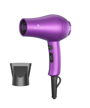 Wazor Compact 1000W Blow Dryer for Kids & Pour Painting Mini Travel Hair Dryer for RV  Ionic Lightweight Dryer with Concentrator  Cool Shot Button  Purple