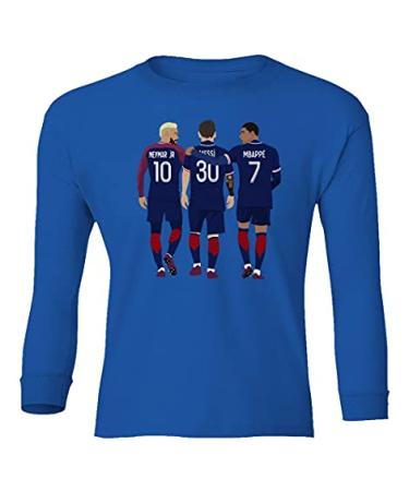 Paris Football New Soccer Trio Leo Goat Boys Girls Youth Long Sleeve T-Shirt Royal Small