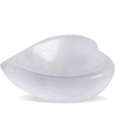 Selenite Charging Heart Bowl 10cm - Spiritual Healing Crystal Alter Bowl for Cleansing and Recharging Crystals - Meditation Decoration Gift - Buy Online on GoSupps.com