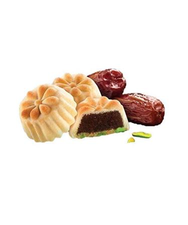 Maamoul Cookies Dates Nuts Filled| 35 Pieces (17 Oz)| Gourmet Oriental Dessert, Middle Eastern/ Arabic Fistikli Baklava Pastry| Healthy Crackers, Light Treats in Elegant Gift Box 1.1 Pound (Pack of 1)