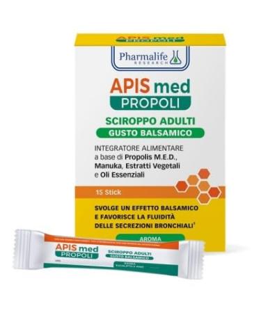 Pharmalife Apis med Propolis - Adult Syrup Food Supplement with Propolis and Essential Oils 15 Stick