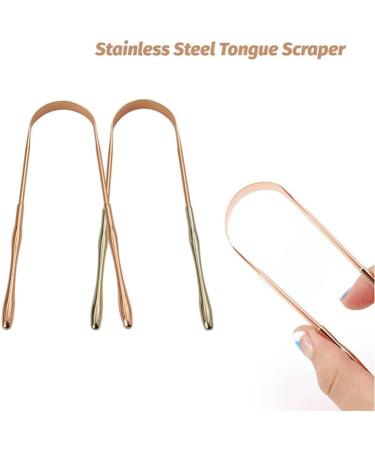 Premium Surgical Stainless Steel Tongue Scraper - Best Oral Care Tool for Adults & Kids - Easy-to-Use Rose Gold Tongue Cleaner - Buy Online on GoSupps.com