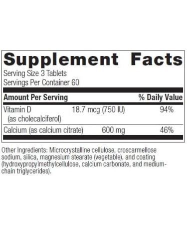 Bariatric Advantage Non Chewable Calcium Citrate 600mg with Vitamin D3 - 180 Tablets - Buy Online on GoSupps.com