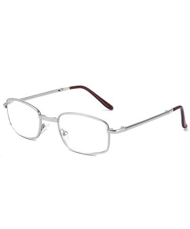 BAFAFA Reading glasses Blue light blocking modern modern frame overexertion of the eyes computer reading/gaming glasses portable (color: silver size: +2.5) +2.5 Silver