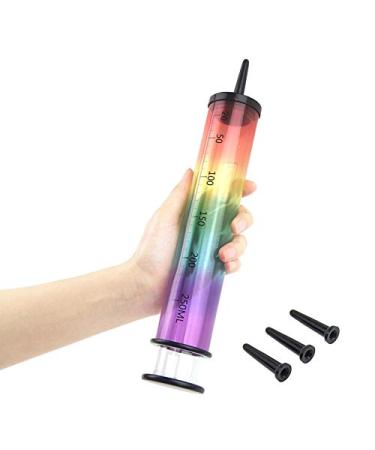 250ml Syringe Launcher Applicators Lube Tube Oil Shooter Launcher Health Care Aid Tools with Scales Smooth Rounded Tip & Cap Syringe (Multicolor)