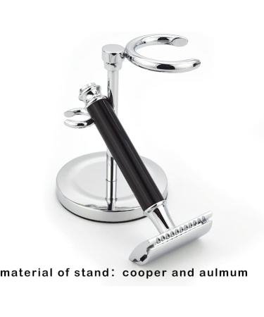 HRTC Men's Shaving Brush - Double-Sided Safety-Roof Razor Holder | Silver 6.5x9cm - Premium Grooming Tool for Perfect Shave - Buy Online on GoSupps.com