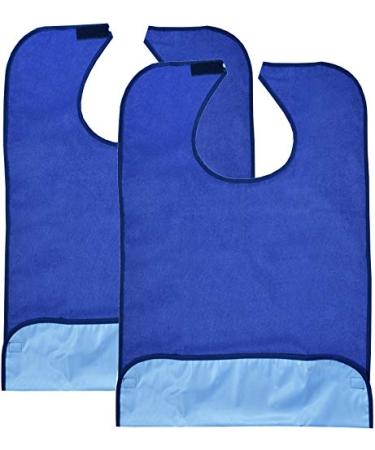 2 Pack Adult Bibs - Reusable and Washable Cotton Terry Cloth Aprons for Elderly, Seniors and Disabled