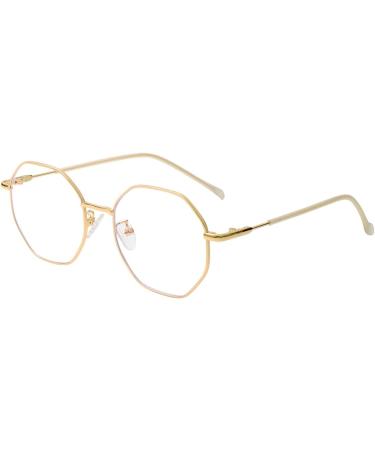 Gleyemor Blue Light Glasses for Women & Men - Vintage Octagonal Metal Gold Frame 52mm Computer Glasses - Buy Online on GoSupps.com