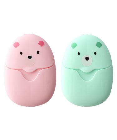 Eodkse 2 boxing soap paper - one -way soap in printed leaves for on the go - mini portable and hygienic - plastic box ideal when traveling camping and hiking - 2 colors to choose from