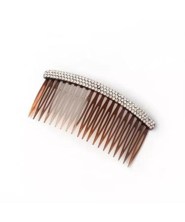 DTrendz Hair Side Combs with Diamond Stones Slide Combs Hair Accessory French Plastic Teeth Hair for Bridal Wedding Veil Fine Thick Hair Women Ladies Girls (Tort 10cm)
