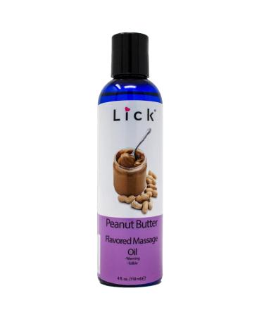 Lick Peanut Butter Flavored Massage Oil with Vitamin E Coconut Sweet Almond Oil for Lovemaking Date Night Nuru Yoni Massage Therapy Safe & Edible 4 oz