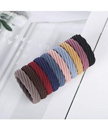 20-Piece Cotton Hair Ties Set - Elastic Ponytail Bands for Women and Girls - Multicolored + Black - 4.5cm Diameter - Buy Online on GoSupps.com