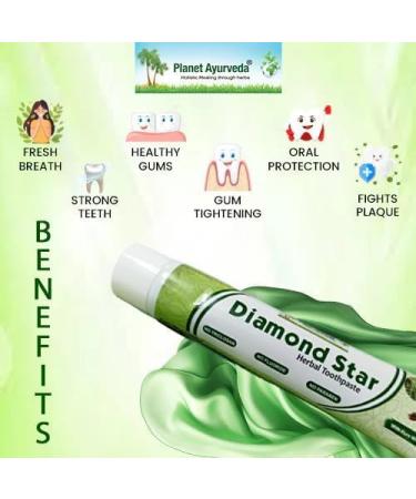 Planet Ayurveda Diamond Star Herbal Toothpaste 100 gm | Ayurvedic Mints Ajwain & Miswak for Naturally Fresh Breath & Gentle Gum Care | Fluoride-Free Chemical-Free Paste (2) - Buy Online on GoSupps.com