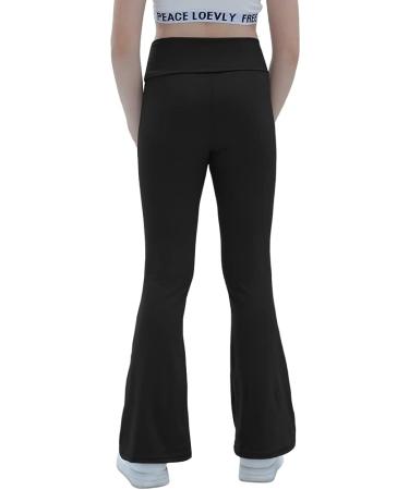 Aurgelmir Girls' Black Foldover Waist Flare Leggings with Pockets - Size 13-14 Years - Buy Online on GoSupps.com