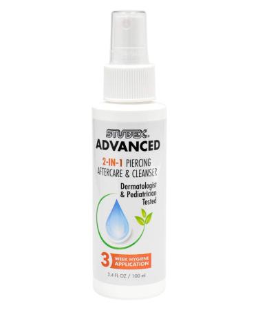 Studex Advanced Piercing Aftercare & Cleanser 3.4oz | Hypochlorous Acid Solution for Pierced Ears | Gentle Aftercare for Sensitive Skin | First Earring Cleaner | Essential Piercing Health