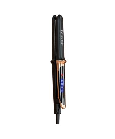 Curling Iron Professional Hair Curling Wand Dual Use Hair Straightener Roller Four-Gear Temperature Control Heat Curler LCD Temperature Adjustable Styling Tool Hair Straigh BY ZZYY (Color : Black)