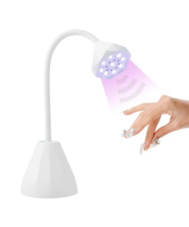 UV LED Nail Lamp with Smart Sensor Portable Rechargeable Mini Lotus Hands Free Light Rotatable Cordless Nail Dryer Quick Dry Nail Gel Polish Curing Lamp Gooseneck Flash Cure Light for Home & Salon