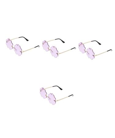 Lalafina 4 pairs of sunglasses metallic sunglasses rimless sunglasses vintage sunglasses Flame-sunglasses 90s disco-slogan sunglasses cloud-sunglasses cool Lilax4stk 13.5x12.5cmx4pcs