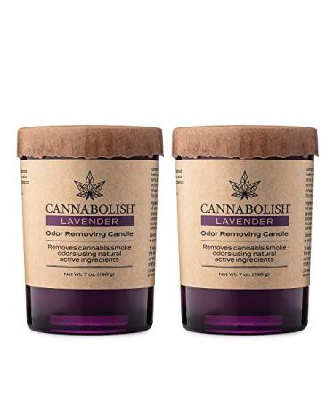 Cannabolish Lavender Smoke Odor Eliminating Candle, 7 oz, Natural Ingredients (Pack of 2)