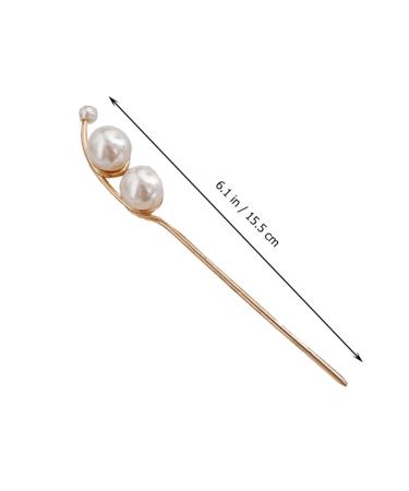 Chinese Vintage Hairstick & Hairpin Set - 2 Pearl Hair Chopsticks for Weddings & Parties - Elegant Golden Zinc Alloy Chignon Pins - Buy Online on GoSupps.com