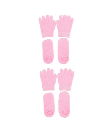 Healeved 4 Pairs Gel Care Kit Dry Skin Foot Socks Moisturizing Gloves and Socks Skin Care Kit Whitening Gel Gloves for Spa Gloves for Men Skin Care Gloves Yarn Pink Man Set Heel
