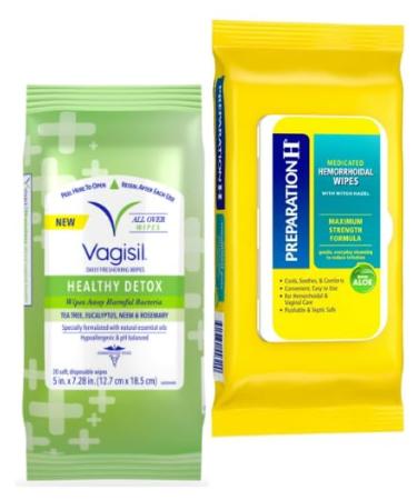 Women's intimate cleaning feminine wash wipes + King Combo QR code (Healthy Detox & Hemorrhoid Wipes(1 each))