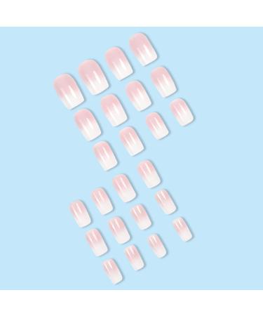 Buy Mouyouglow Short Square Pink Gradient White Press On Nails - Ombr Artificial Fingernails with Nail Glue | International Shipping - Buy Online on GoSupps.com