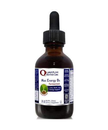 Quantum Nutrition Labs Max Energy Bs Probiotic - Fermented High Potency Vitamin B Formula - Energy Booster Dynamic Brain & Liver Support - Active B Complex Vitamins - Plant-Based Liquid Drops - 2 Fl oz