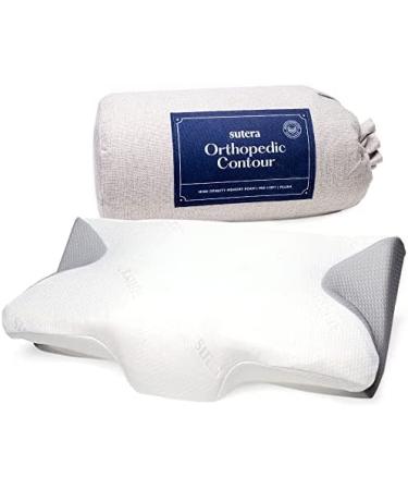 SUTERA Contour Memory Foam Pillow - Orthopedic Cervical Support for Neck, Shoulder and Back Pain Relief - Ergonomic Pillow for all Sleepers - Washable Cover Included - Buy Online on GoSupps.com