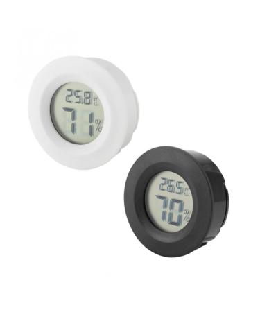POPETPOP 5pc Mini Digital Reptichip Celsius Meter Round Humidity Temperature Gauge Hygrometer Indoor Humidity Reptile Pet Temperature Meter Celsuis Glass Moisturizer Electronic Black 4.5X1.5CM