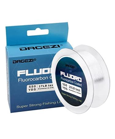 DAGEZI Fluorocarbon Coated Fishing Line 300yds / 550yds Faster Sinking Abrasion Resistant Invisible Super Strong Fishing Line 550.0 Yards 25lb(11.33kg)-0.45mm