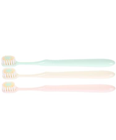 Nolitoy soft manual toothbrushes: 3 pieces wide toothbrush bristles to brighten reusable tooth cleaning tools for sensitive gums in adults