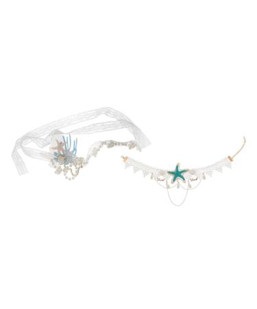 Ipetboom 1set Shell Headband Necklace Hair Accessories Pearl Seaside