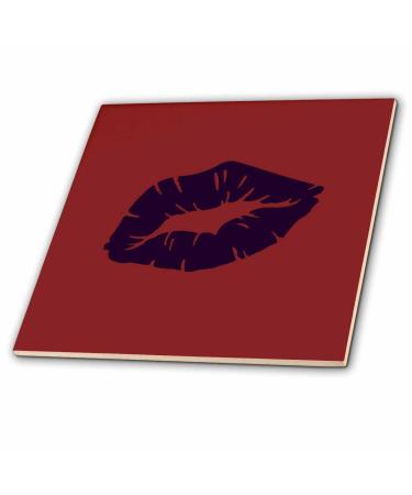 3dRose Beautiful Poweful Feminine Purple Lipstick Kiss Isolated - Tiles (ct_356867_3) 8-Inch-Ceramic