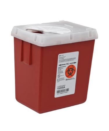 Kendall Phlebotomy Sharps Containers 2 Quart 7.25H X 4.47D X 6.5: W Autodrop Container Red - Model 1522Sa - Each