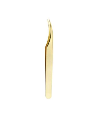 EMEDA Curved Shaped Volume Tweezers For Eyelash Extension Isolation Professional Precision Stainless Steel Golden Lashing Volume Tweezers Tool For Perfectly Aligned Arms Easy To Grip
