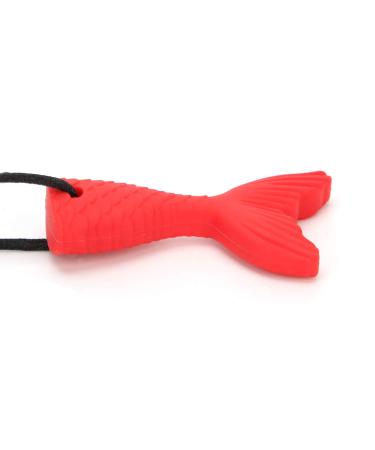 Buy Baby Teether - Silicone Fishtail Shape Teething Stick & Pendant Necklace (Red) | Soft & Safe Chew Toy for Infants - Buy Online on GoSupps.com