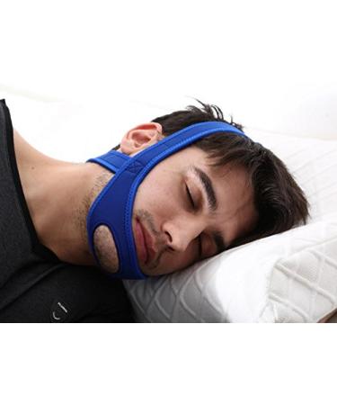 Snore Stop Belt Anti Snoring Cpap Chin Strap Sleep Apnea Jaw Solution TMJ Blue (Blue)