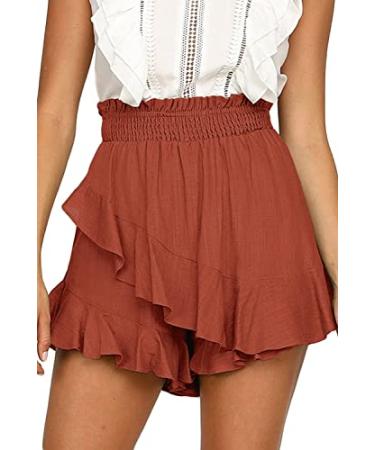 LETSRUNWILD Women's Mini Skirt Skort Ruffle Trendy Beach Cotton High Waisted Flowy Wrap Shorts for Summer Marrakesh Small