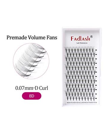 Fadlash 8D Volume Eyelash Extensions - Premade Fans 0.07mm Curl D 13mm for Stunning Volume - Buy Online on GoSupps.com