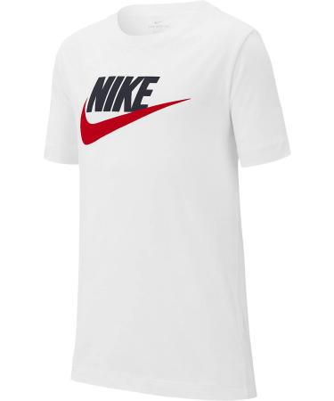 Nike Boys B NSW Tee Futura Icon Td T-Shirt 10-12 Years White/Obsidian/University Red
