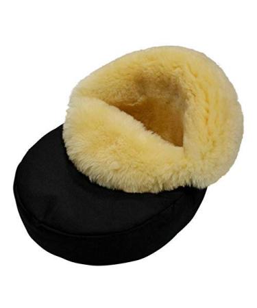 Lambskin - FOOT WARMER cozy Merino sheepskin natural fur black/yellow