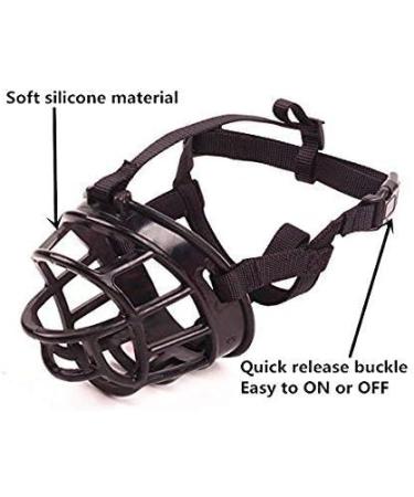 Jyhy Silicon Rubber Basket Muzzle for Dogs Soft Adjustable & Breathable Anti-Chewing Mask for Small to Medium Dogs (18-21cm) Black - Buy Online on GoSupps.com
